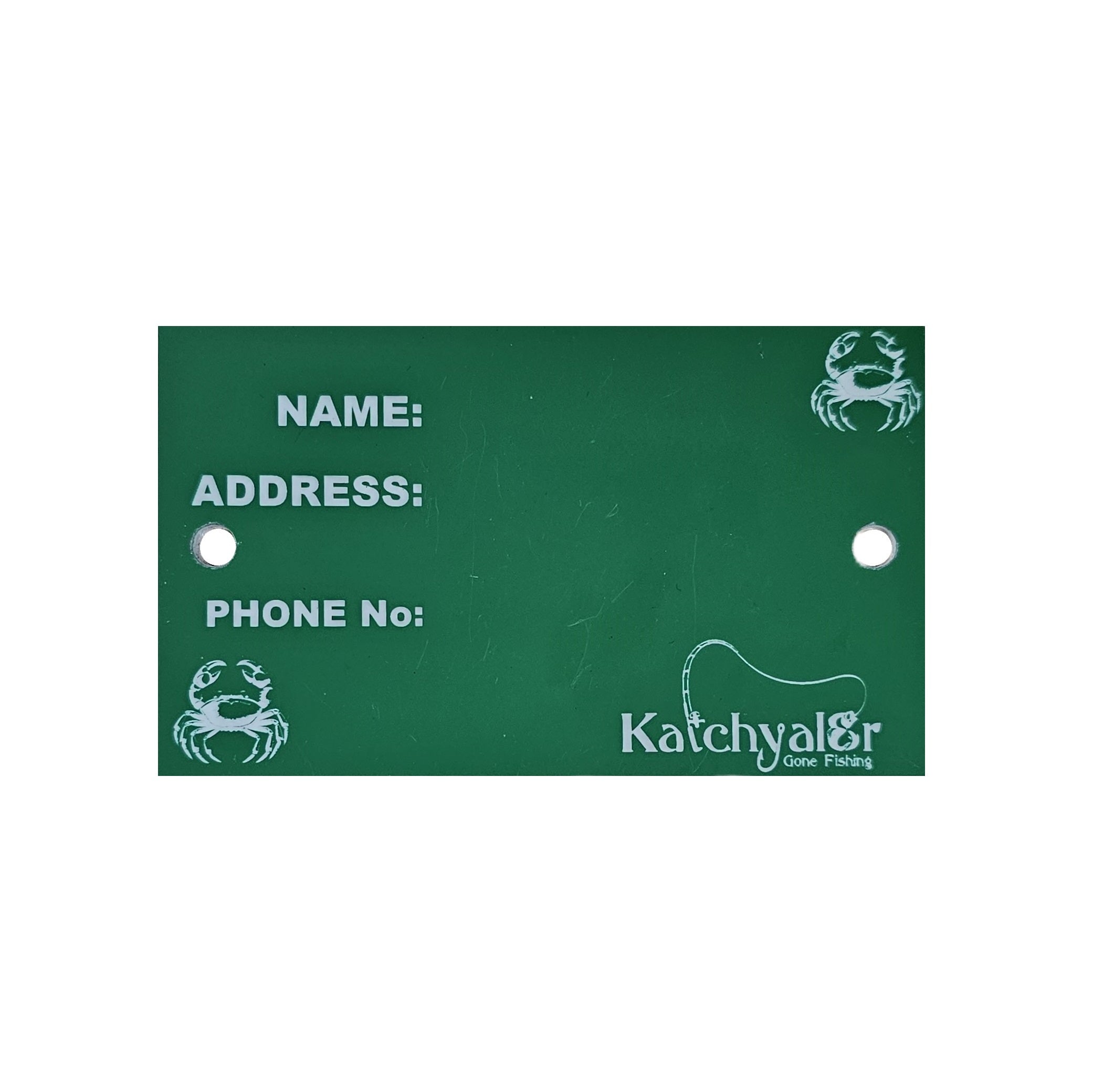 Laser Engraved Green/White Crab Pot Name Tag